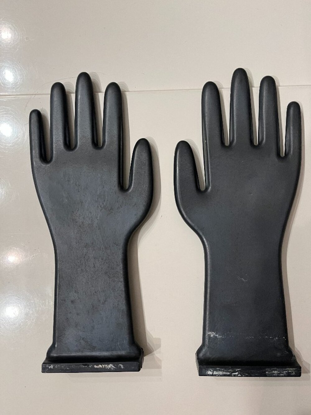 Industrial Black Porcelain Glove Mold Hand Forms Vintage - Set of 2